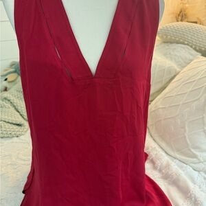 Reiss Vibrant Red V-Neck Blouse
